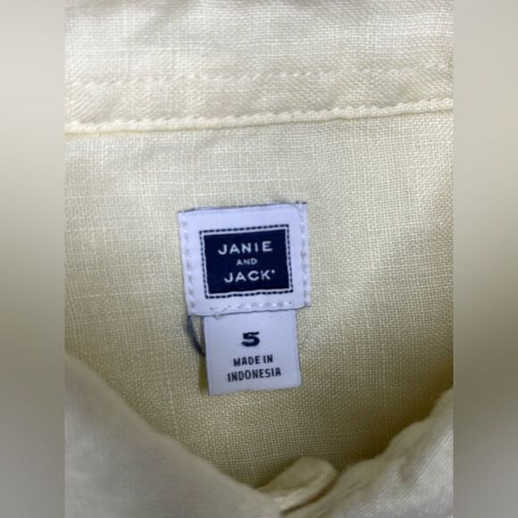 Janie and Jack yellow linen button down sz 5 - Picture 2 of 4